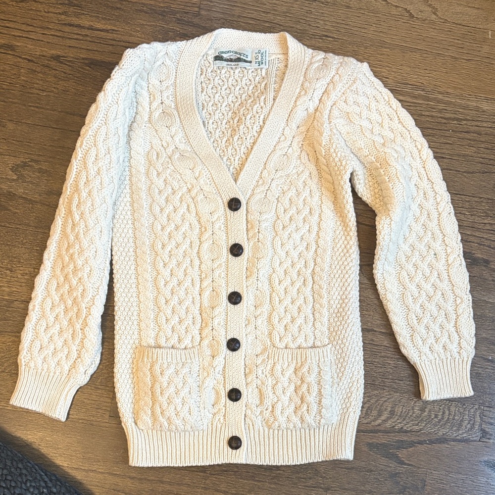 NWOT Aran Crafts Cream Cable Knit Cardigan